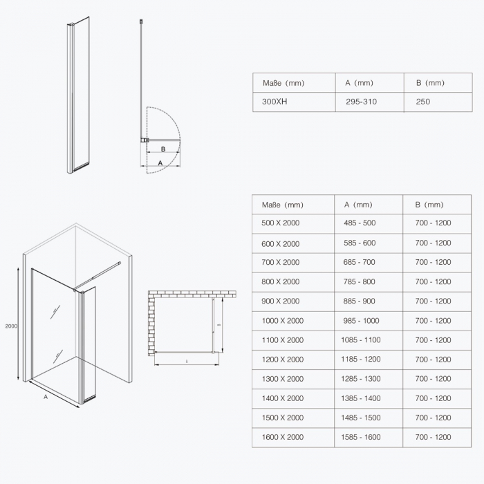 Paravan Astra DL, 50-140 cm, crom, sticla securizata 8 mm transparenta [10]