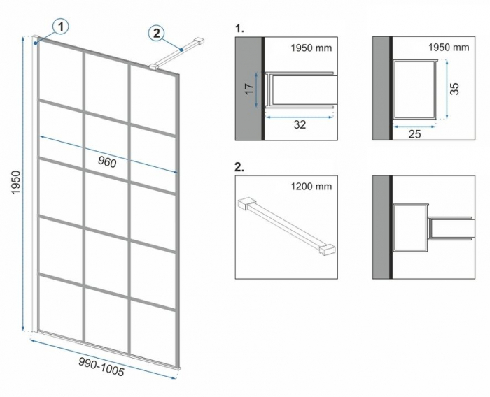 Paravan Bler 2, 80-120 cm, negru [4]