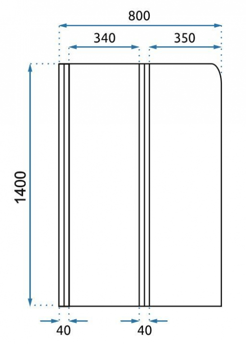 Paravan de cadă Agat 2, pliabil, 80-100 cm, crom [6]
