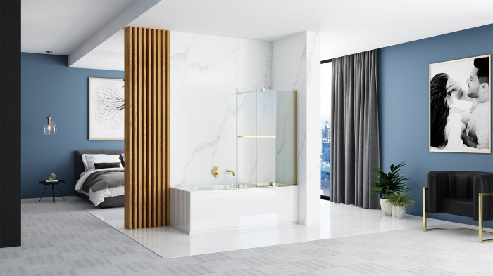 Paravan de cadă Fabian Gold, glisant, 100 cm, auriu [4]