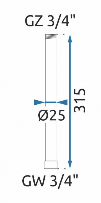 Prelungire coloana duș GOLD BRUSH  30cm [10]