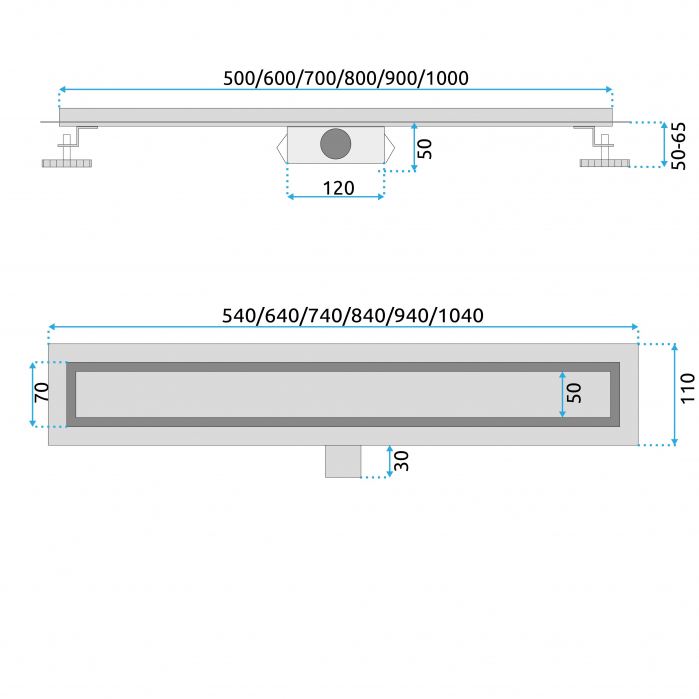 Rigola NEO Pure Black, 50-100 cm, negru [7]