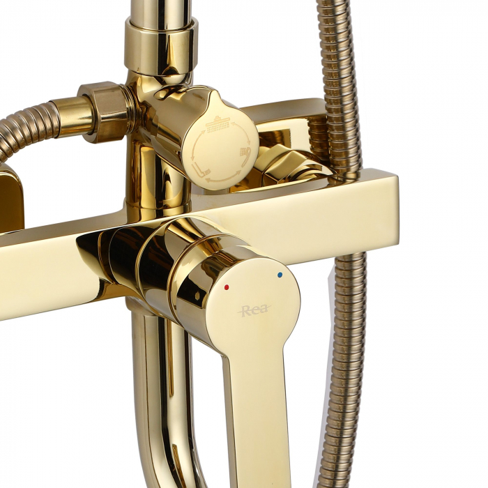 Set de dus Argus Gold, anti calcar, auriu, montaj pe perete [5]