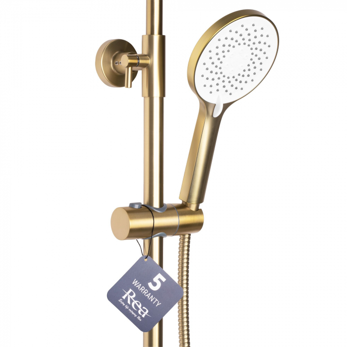 Set de dus Avalon Gold Brush, anti calcar, auriu, montaj pe perete [7]