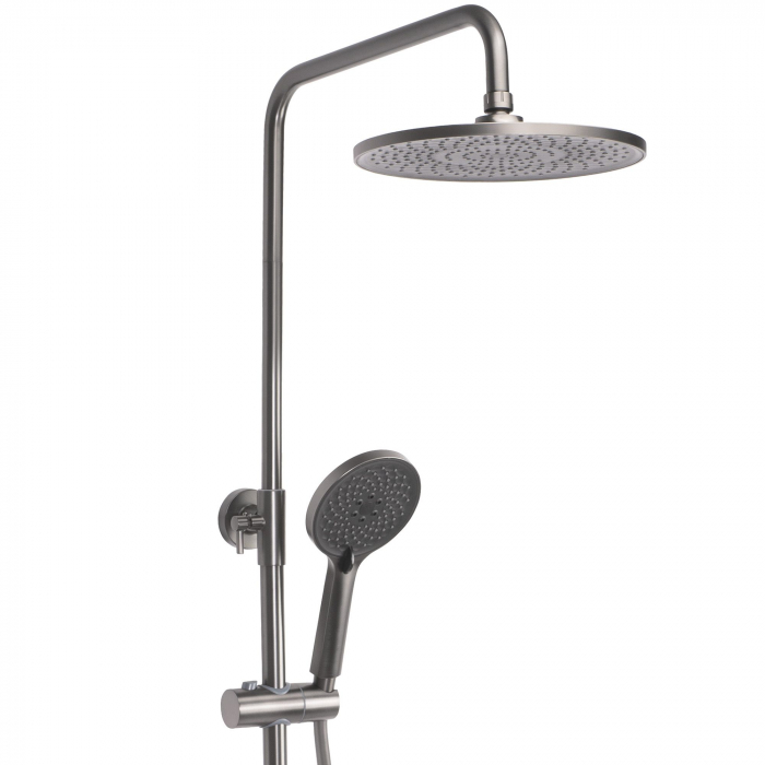 Set de dus Avalon Titanium, anti calcar, titanium, montaj pe perete [6]