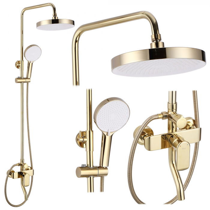 Set de dus Bloom Gold, anti calcar, auriu, montaj pe perete [1]