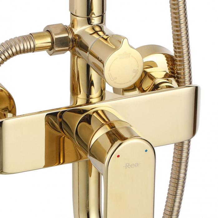Set de dus Bloom Gold, anti calcar, auriu, montaj pe perete [5]