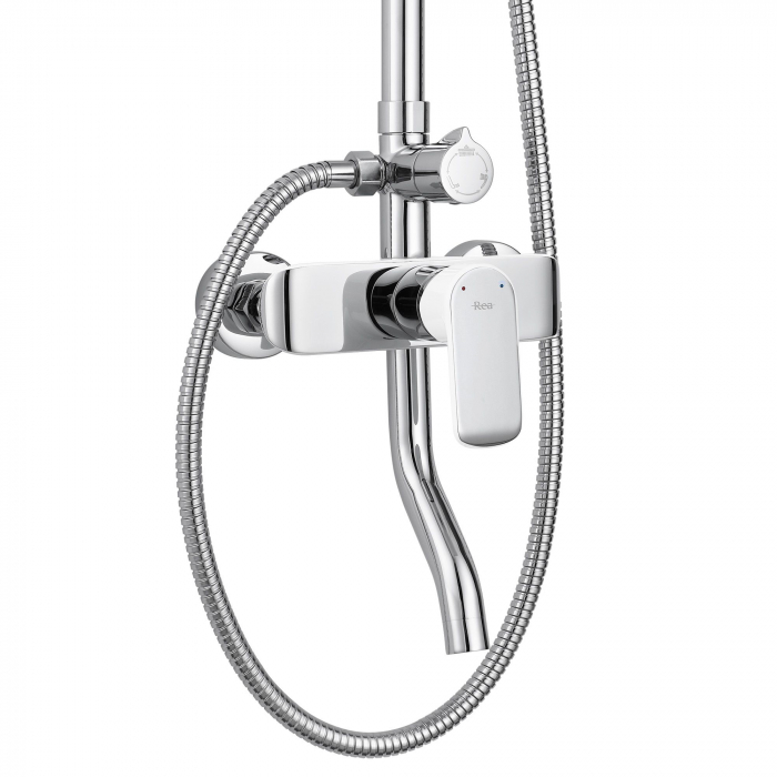 Set de dus Bloom White Chrome, anti calcar, crom, montaj pe perete [4]