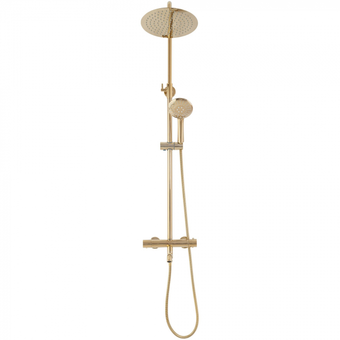 Set de dus cu termostat Lungo Gold Auriu, anti calcar, auriu, montaj pe perete [3]