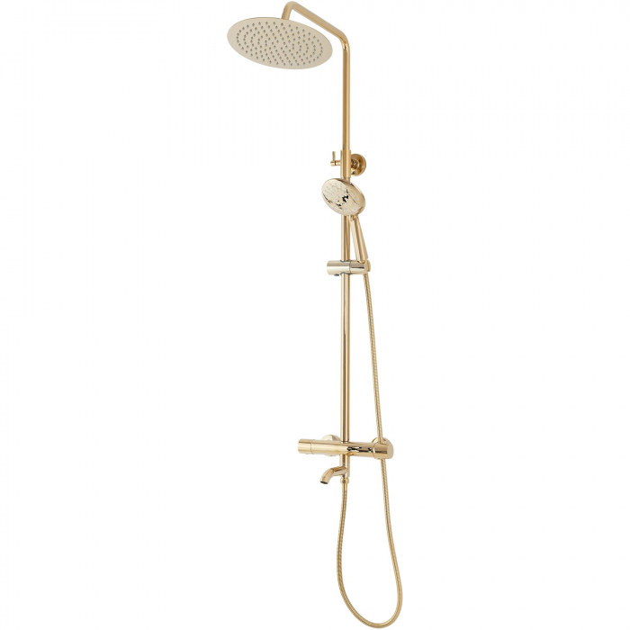 Set de dus cu termostat Lungo Gold Auriu, anti calcar, auriu, montaj pe perete [2]