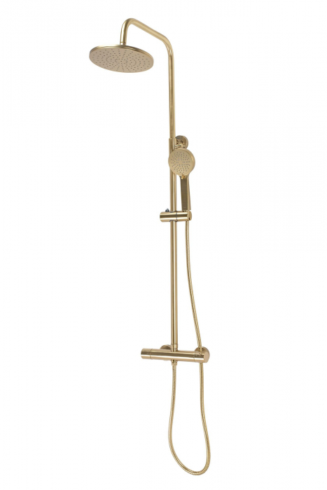 Set de dus cu termostat Parot Brushed Gold, anti calcar, auriu, montaj pe perete [5]