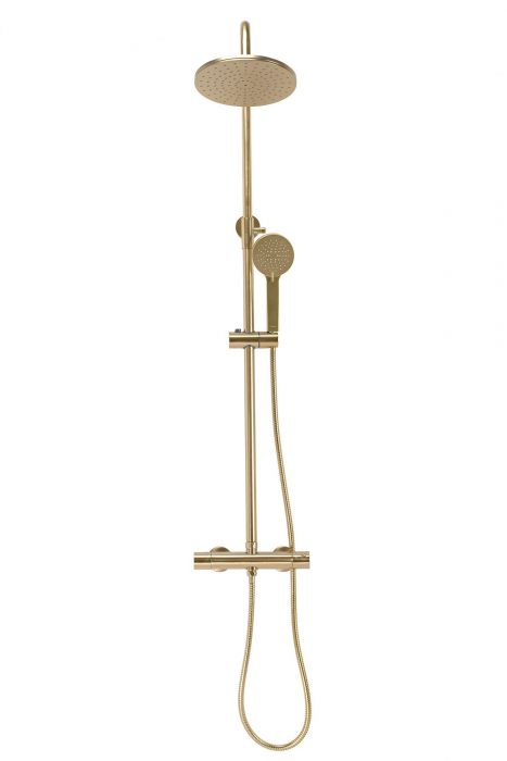Set de dus cu termostat Parot Brushed Gold, anti calcar, auriu, montaj pe perete [4]