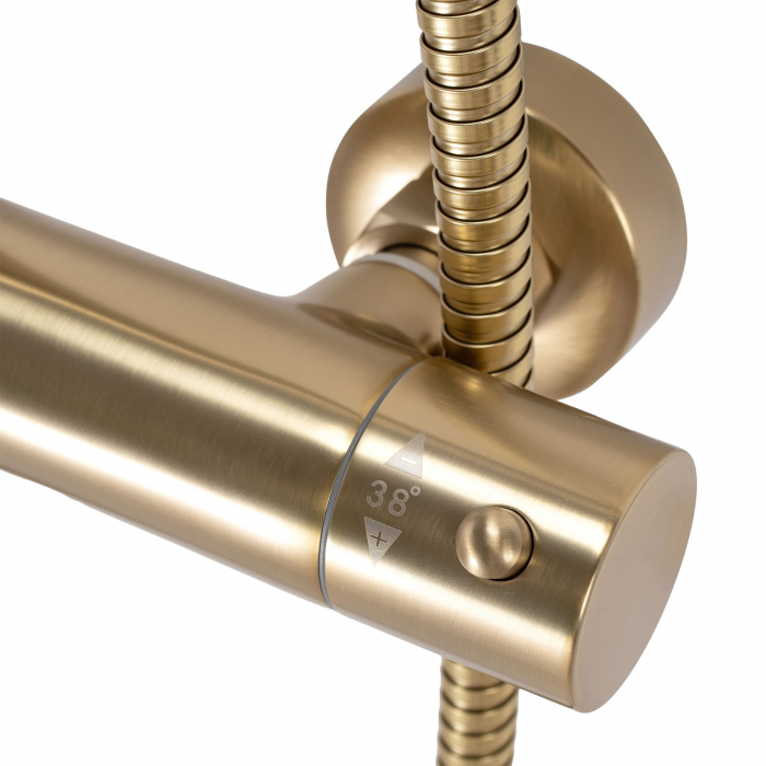 Set de dus cu termostat Parot Brushed Gold, anti calcar, auriu, montaj pe perete [9]