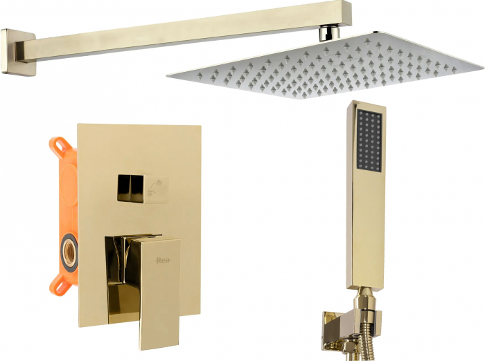 Set de dus Fenix Auriu cu box, anti calcar, auriu, montaj incastrat [1]