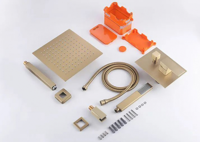 Set de dus Fenix Auriu cu box, anti calcar, auriu, montaj incastrat [6]