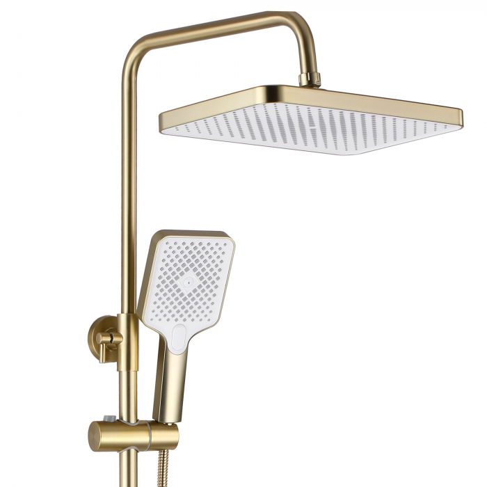 Set de dus Hass Gold, anti calcar, auriu, montaj pe perete [4]