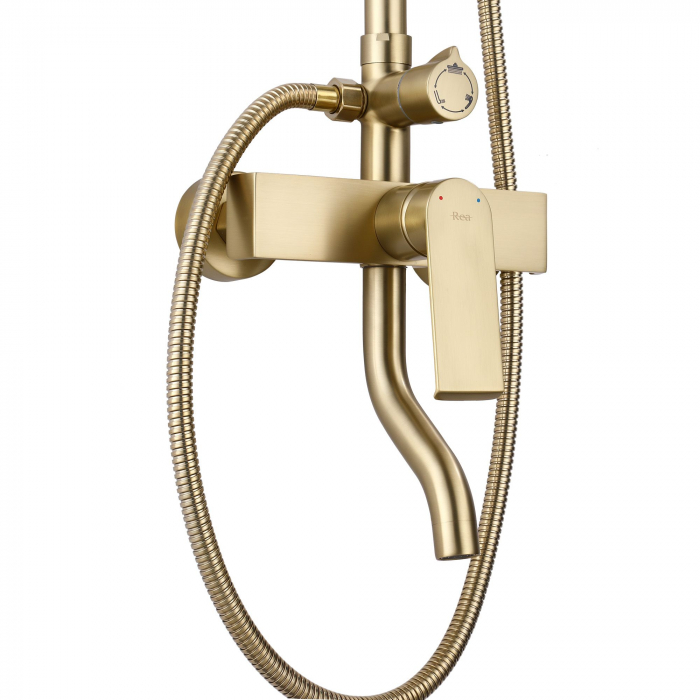 Set de dus Hass Gold, anti calcar, auriu, montaj pe perete [3]