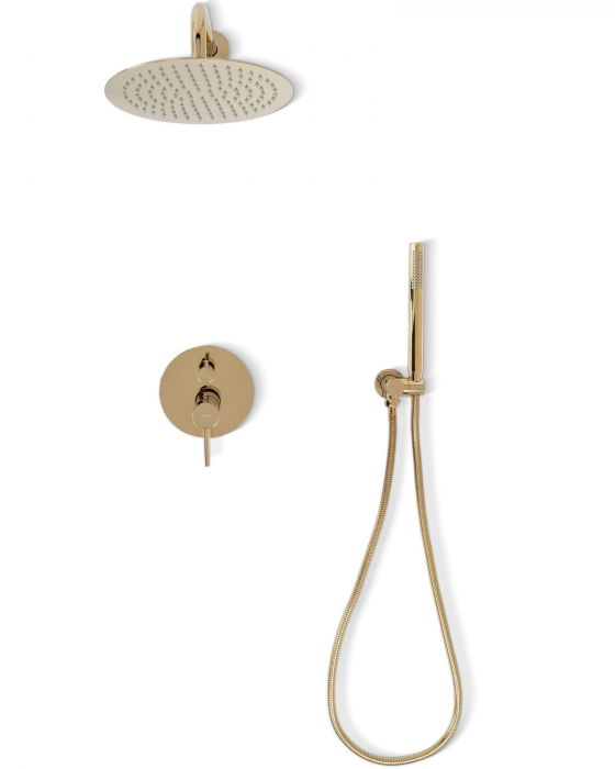 Set de dus incastrabil Lungo L. Gold Auriu + Box, anti calcar, auriu, montaj incastrat [2]