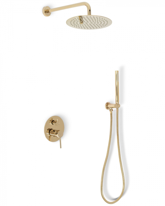 Set de dus incastrabil Lungo L. Gold Auriu + Box, anti calcar, auriu, montaj incastrat [13]