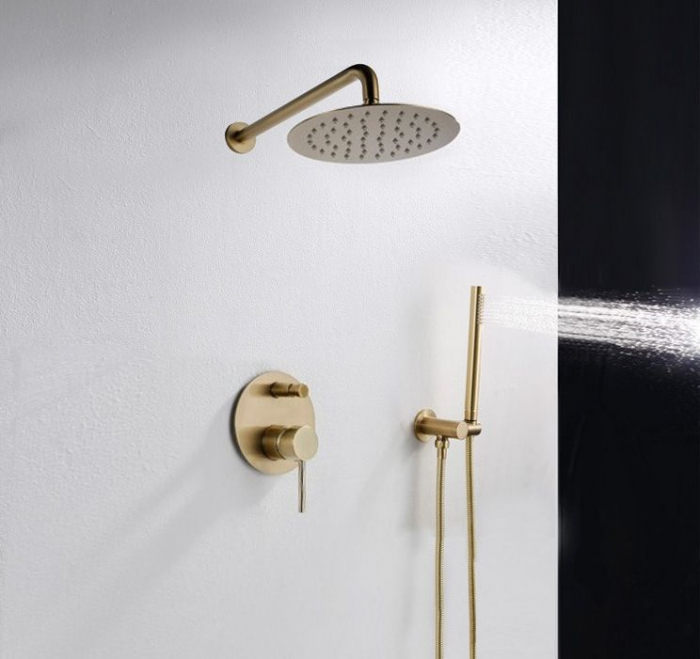 Set de dus incastrabil Lungo L. Gold Auriu + Box, anti calcar, auriu, montaj incastrat [5]