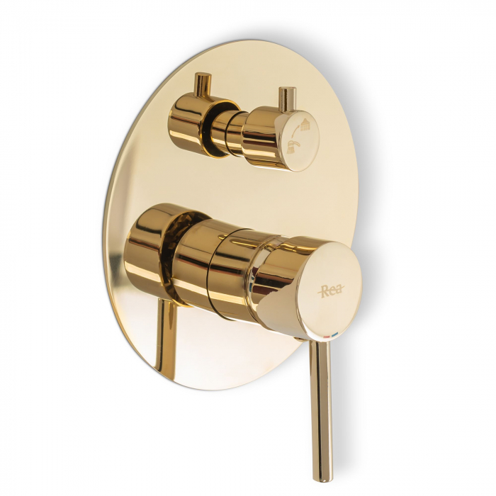 Set de dus incastrabil Lungo L. Gold Auriu + Box, anti calcar, auriu, montaj incastrat [3]