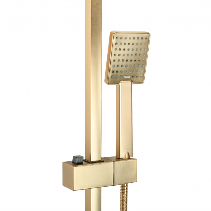 Set de dus Jack Brushed Gold, anti calcar, auriu, montaj pe perete [7]