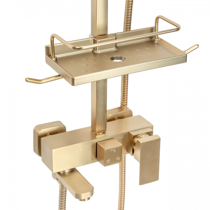 Set de dus Jack Brushed Gold, anti calcar, auriu, montaj pe perete [9]