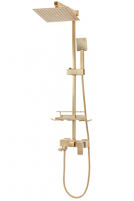 Set de dus Jack Brushed Gold, anti calcar, auriu, montaj pe perete [5]
