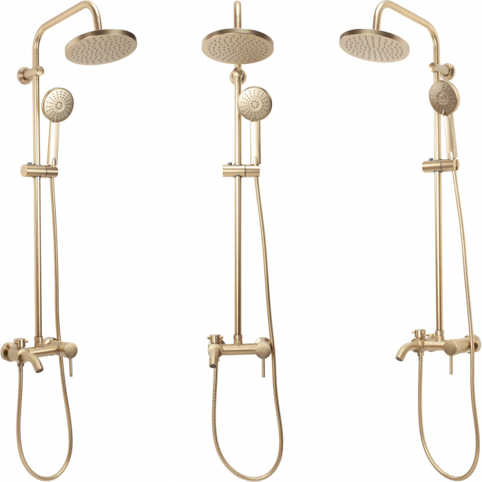 Set de dus Luis Gold Brush, anti calcar, auriu, montaj pe perete [2]