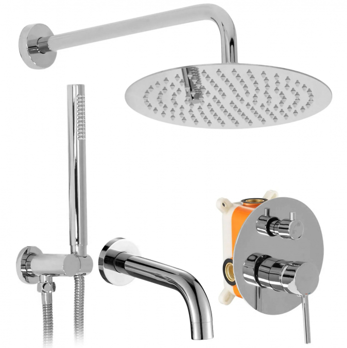 Set de dus Lungo Crom cu Box, anti calcar, crom, montaj incastrat [1]
