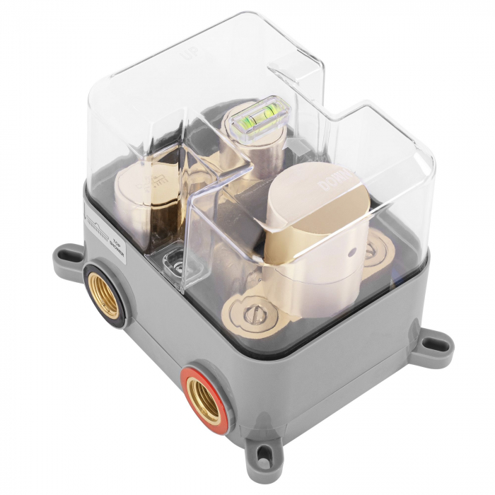 Set de dus Lungo Miler Auriu + Box cu Termostat, anti calcar, auriu, montaj incastrat [5]