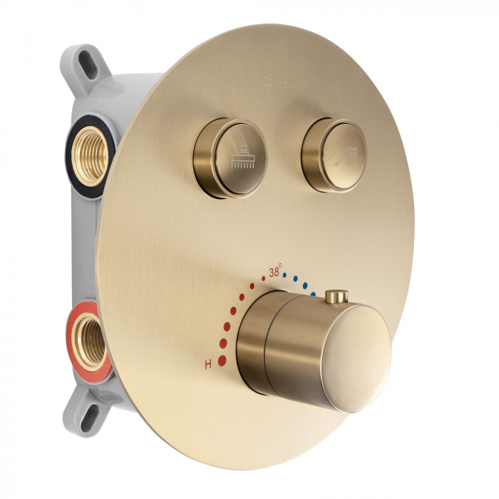 Set de dus Lungo Miler Auriu Periat + Box cu termostat, anti calcar, auriu, montaj incastrat [2]