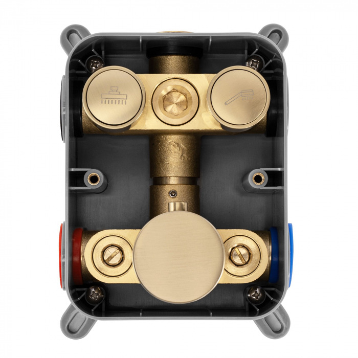 Set de dus Lungo Miler Auriu Periat + Box cu termostat, anti calcar, auriu, montaj incastrat [5]