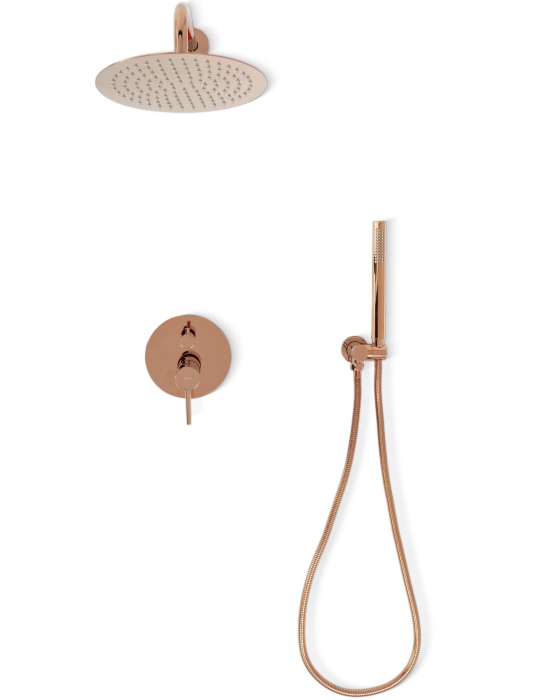 Set de dus Lungo Rose Gold auriu roz + Box, anti calcar, auriu rose, montaj incastrat [4]