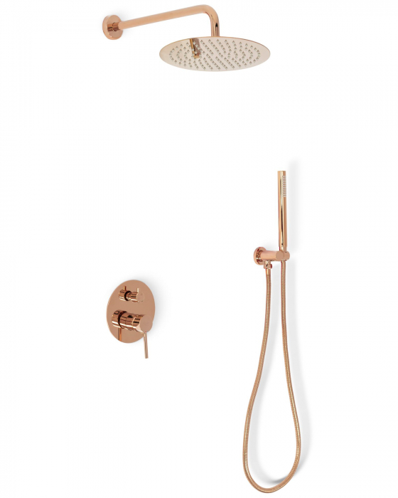 Set de dus Lungo Rose Gold auriu roz + Box, anti calcar, auriu rose, montaj incastrat [5]