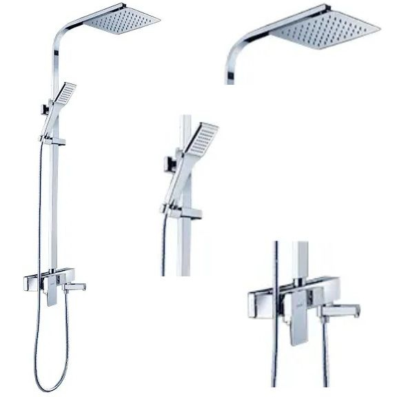 Set de dus Navaro, anti calcar, crom, montaj pe perete [1]