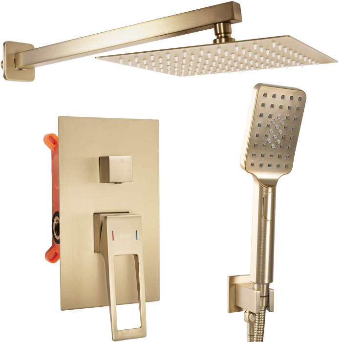 Set de dus Parker Auriu Periat Cu Box, anti calcar, auriu, montaj incastrat [1]