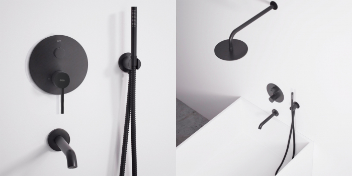 Set de duș și cada incastrabil Lungo Black black + Box, anti calcar, negru, montaj incastrat [5]