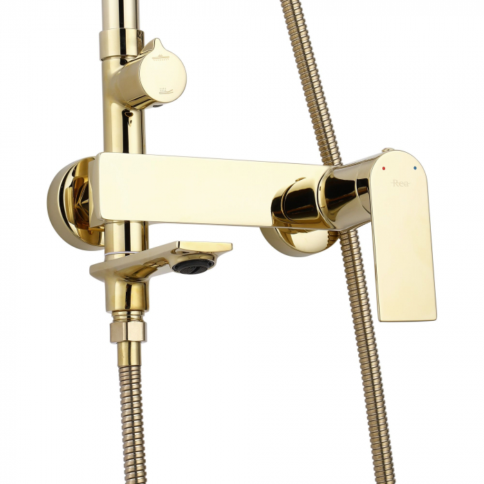 Set de dus Storm Gold, anti calcar, auriu, montaj pe perete [3]