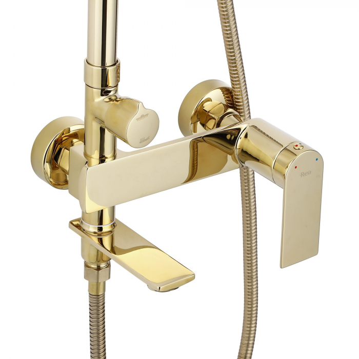 Set de dus Storm Gold, anti calcar, auriu, montaj pe perete [2]