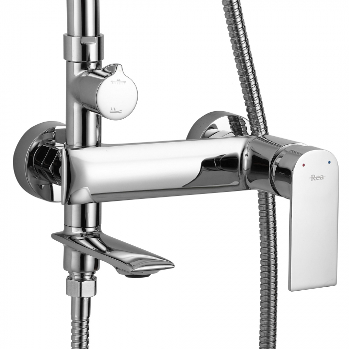 Set de dus Veneta Chrome, anti calcar, crom, montaj pe perete [2]