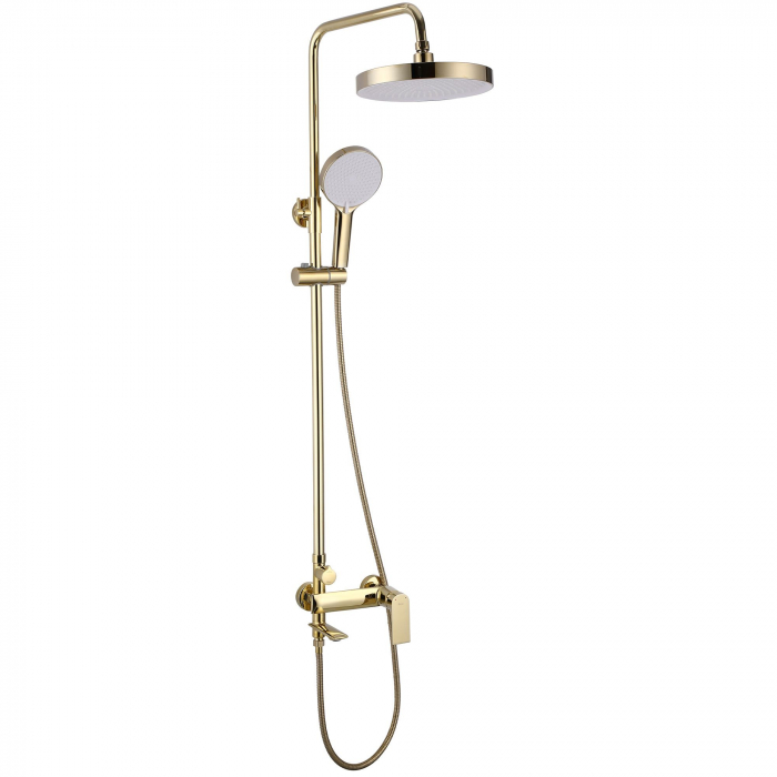 Set de dus Veneta Gold, anti calcar, auriu, montaj pe perete [4]