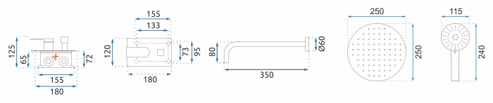 Set de dus Verso Auriu Periat Cu Box, anti calcar, auriu, montaj incastrat [7]