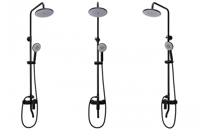 Set de dus Verso Black, anti calcar, negru, montaj pe perete [2]