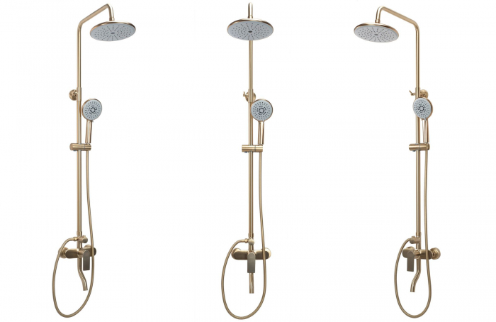 Set de dus Verso Brushed Gold, anti calcar, auriu, montaj pe perete [2]