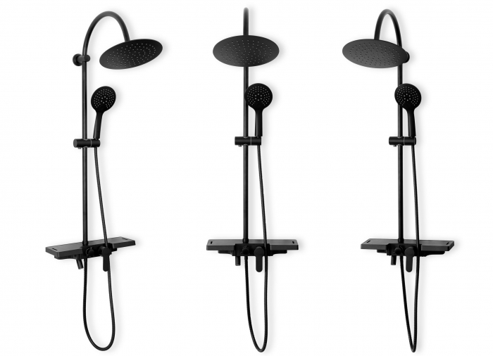 Set de dus Vigo Black, anti calcar, negru, montaj pe perete [2]