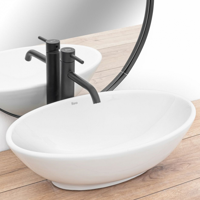 Set Lavoar Pamela White + Baterie Inalta Lungo Black+ Dop Universal Black, nan, alb lucios [2]