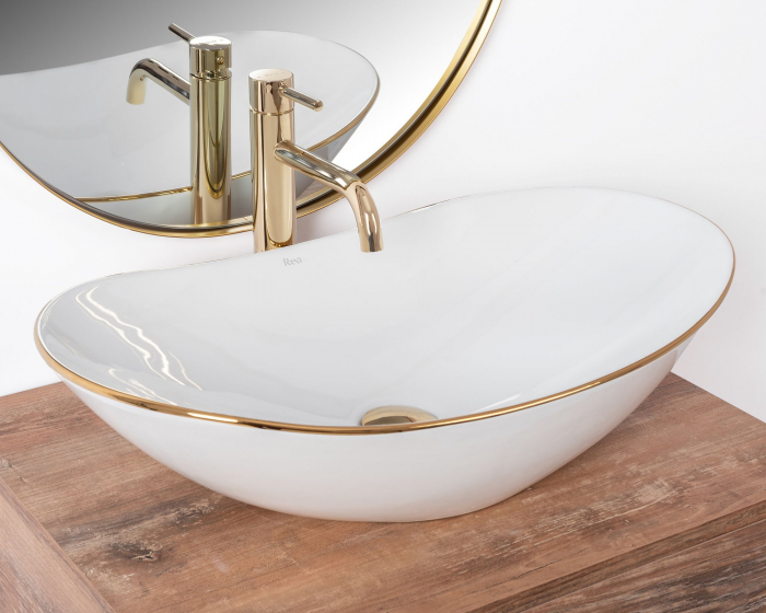 Set Lavoar Royal Gold Edge + Baterie Inalta Lungo Gold + Dop Universal Gold, nan, alb lucios [2]