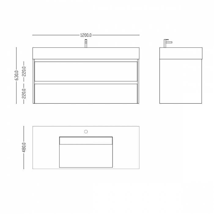 Set mobilier baie Deep cu lavoar compozit, 120 cm, stejar, Soft Close, suspendat [8]