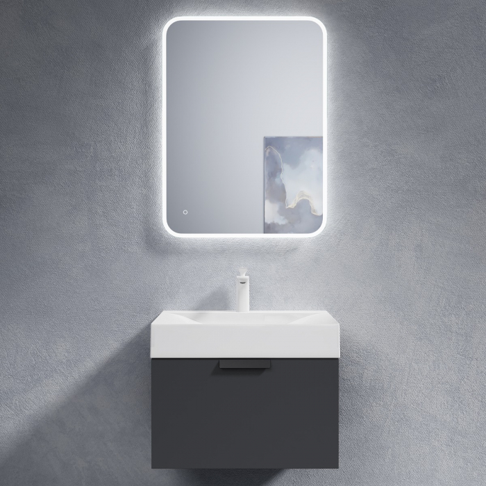 Set mobilier baie Lonato cu lavoar compozit, 60 cm, alb, stejar, antracit, gri, cu sau fara oglinda LED, Soft Close, suspendat [3]